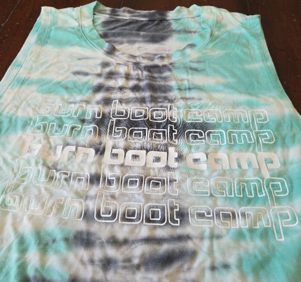 Burn Boot Camp Repeating Logo Print - Teal White